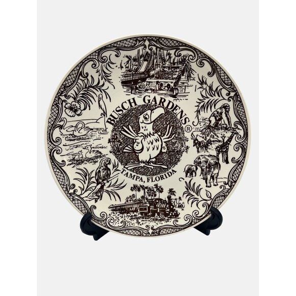 1970s Busch Gardens Florida Souvenir Collectible Plate Spin Original USA 10" - Picture 1 of 8